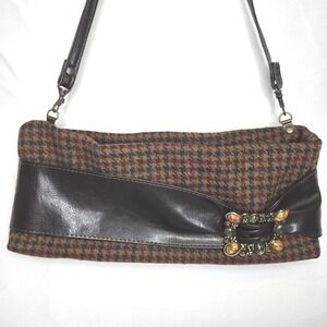 Mucros Weavers Tweed Houndstooth Shoulder Bag, Buckle Embellishment, Ireland